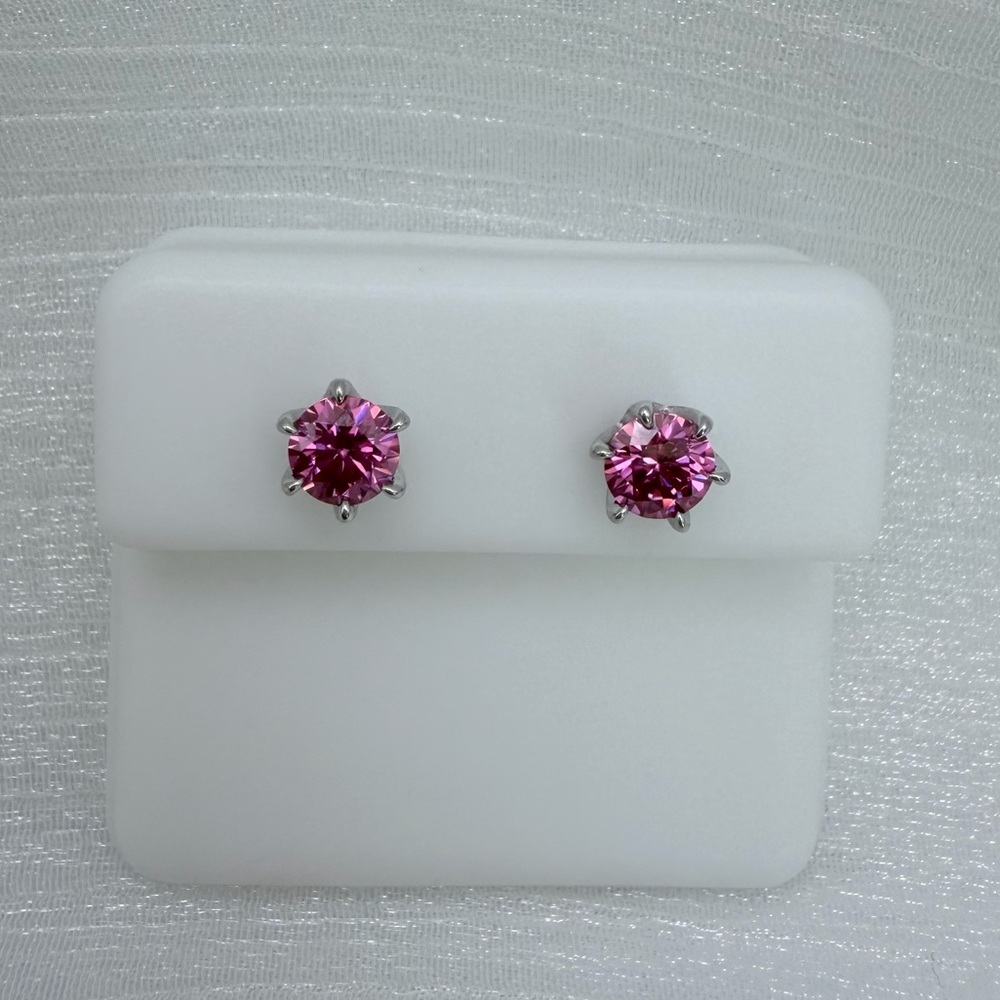 Pink Round Crystal Stud Earrings - Women Jewelry Earrings